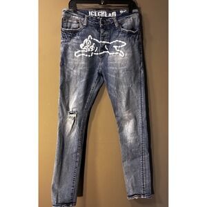 Billionaire Boys Club Ice Cream Jeans Mens 32x30 Urban Slim Skater Running Dog